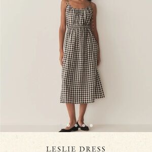 Doen Leslie Gingham Midi Dress in Black and White